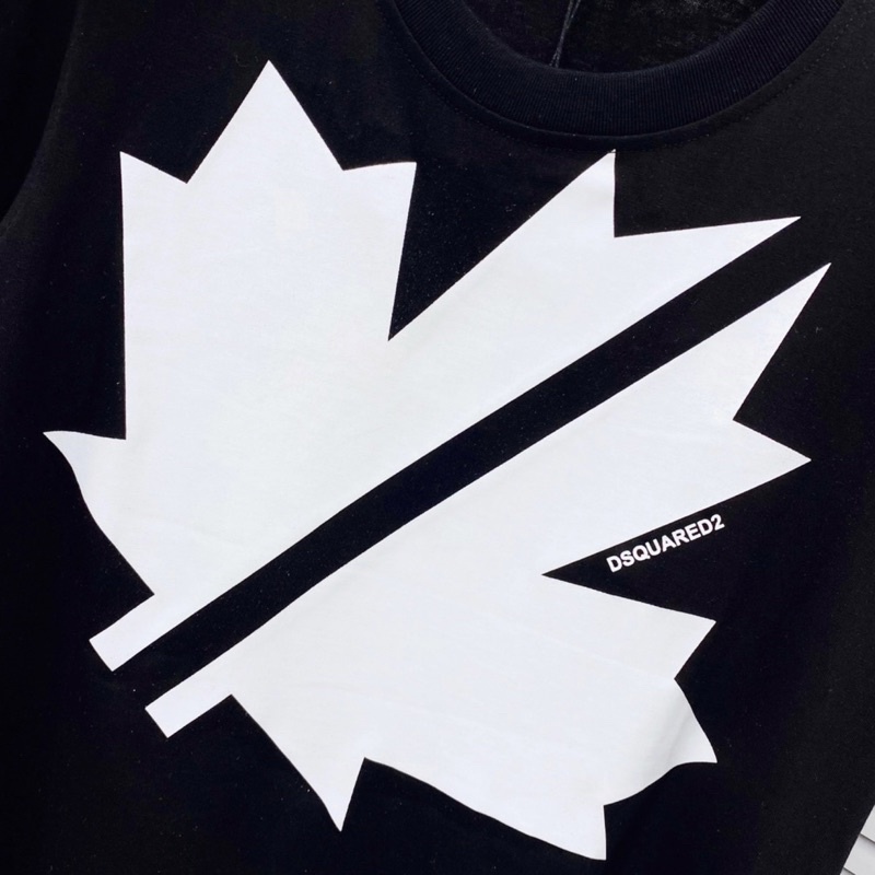 Áo phông nam nữ Premium Cotton in hình logo lá chữ DSQ2 vải dày dặn co giãn 4 chiều cao cấp AP05P