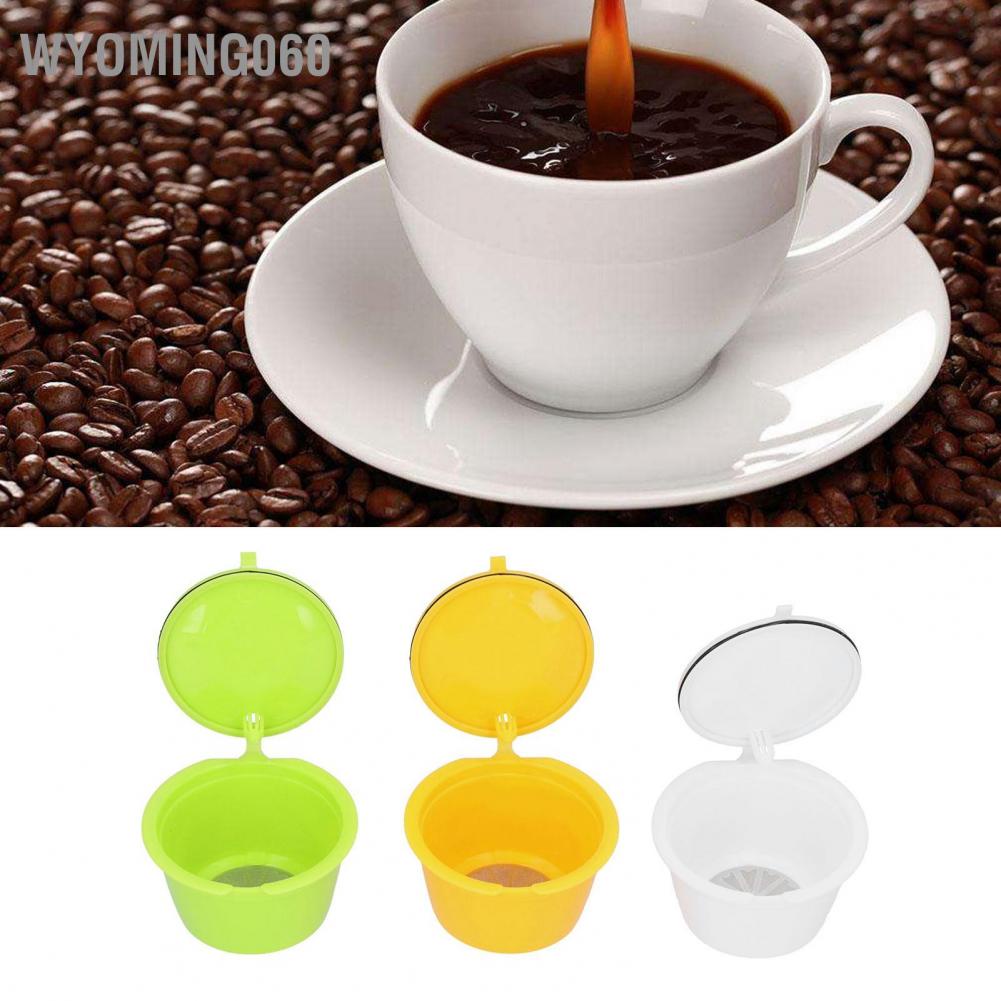Wyoming060 3PCS Colorful Rusable Coffee Filters Capsule Cup with Brush Spoon Cafe Acc