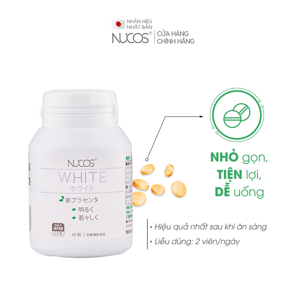 Viên uống trắng da mờ thâm nám Nucos White 60 viên