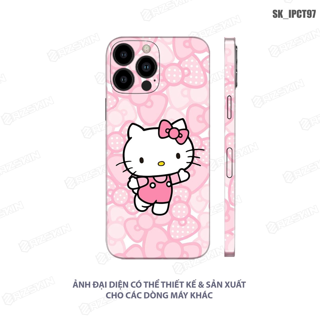 Miếng Dán Skin Hình Mèo Hello Kitty Dành Cho Mọi Dòng IPhone |SK_IPCT97| Chất Liệu Nhập Khẩu, Khuôn Cắt CNC Dán Full Máy