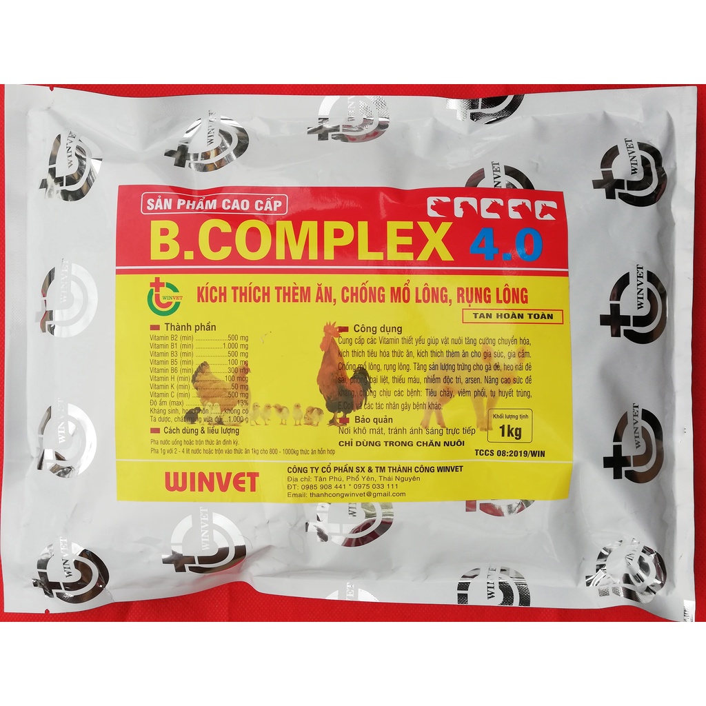 1 gói B.COMPLEX 4.0   200g Kích thích thèm ăn cho gia súc, gia cầm, chó, mèo, chim cảnh