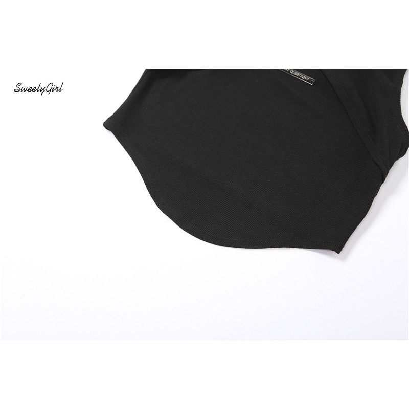 Áo Tank Top Cổ Cao Màu Đen Trơn Thời Trang 2022 Quyến Rũ Cho Nữ