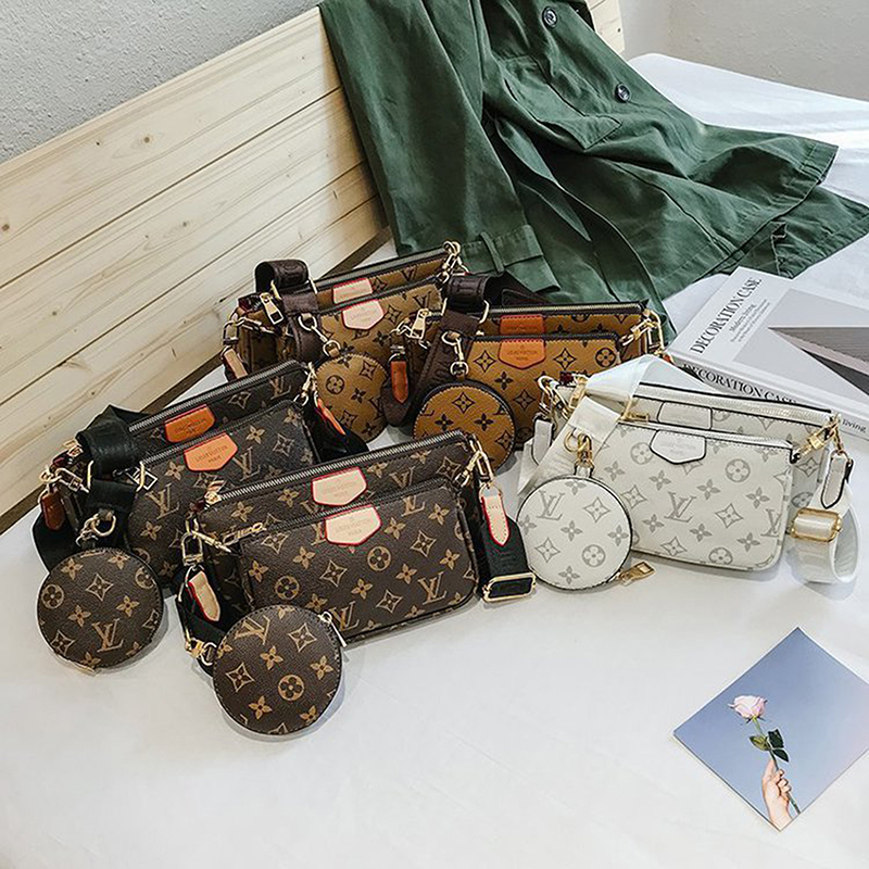 TOMJ Fashion Brand Designer Bag 3-IN-1 Messenger Handbag Leather Floar Crossbod