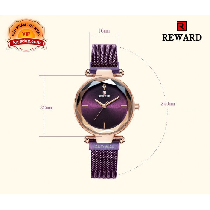 Đồng hồ thời trang nữ Reward - Đẹp long lanh - Nhập khẩu xịn - Màu xanh ngọc lục bảo 3096L
