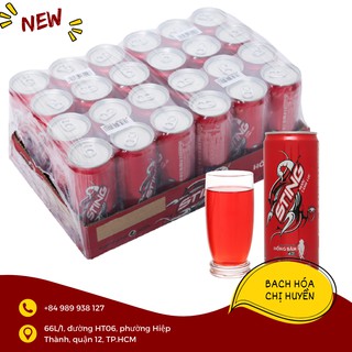 Thùng 24 lon nước tăng lực Sting hương dâu 330ml