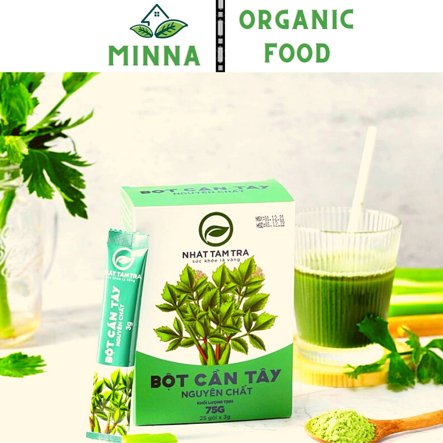 Bột Cần Tây Nguyên Chất MINNA, Thức Uống Detox Thanh Lọc Cơ Thể, Làm Mịn Da Hộp 75g (25 gói x 3g)