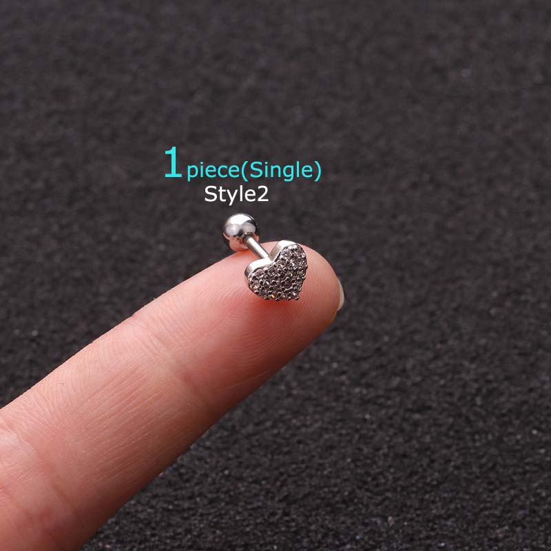 1 khuyên tai bằng thép không gỉ đính hạt thời trang sang trọng 16g 6mm