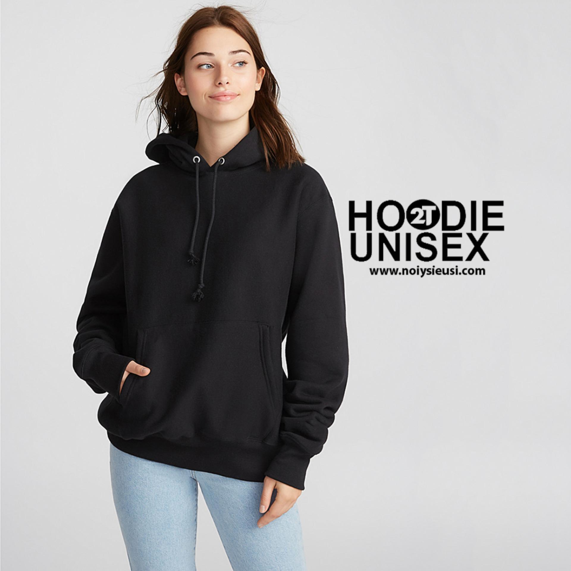 [HOT] Áo Khoác Nỉ Bông Hoodie Trơn Unisex  - Nón May Đắp 2 Lớp - Xỏ Ngón Cái (Đen)