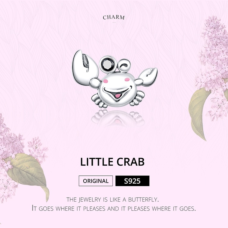 Mặt Vòng Tay Bamoer SCC1655 Bạc Thật 925 Hình Chú Cua Nhỏ Phụ Kiện Trang Sức DIY