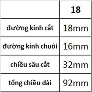 Mũi phay 18mm, 4 me cắt, chất liệu thép gió