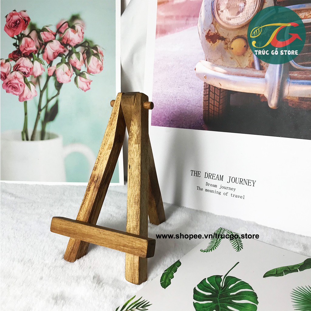 Giá đỡ điện thoại chữ A bằng gỗ, đựng tranh ảnh decor