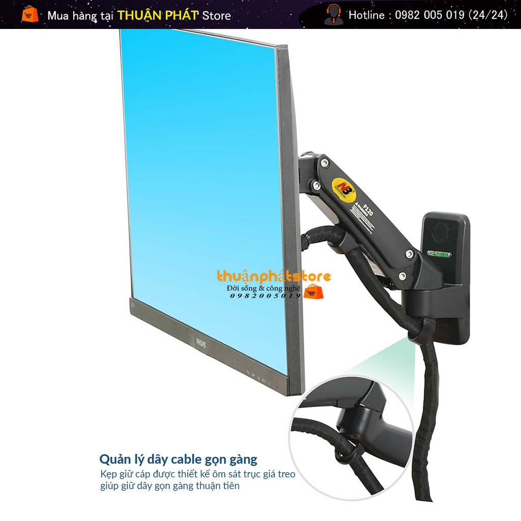 Giá treo màn hình máy tính NB-F120 ( treo tường ) - xoay màn 360 độ