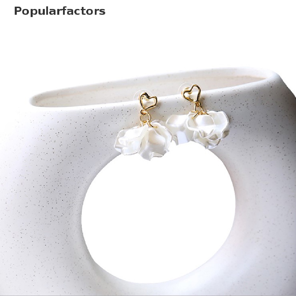 Khuyên tai acrylic kim loại kiểu hoa phong cách thanh lịch thời trang dành cho nữ