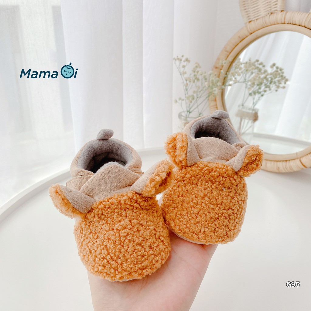 Giày boot lông cừu màu vàng tập đi mềm mại êm chân cho bé của Mama ơi - Thời trang cho bé