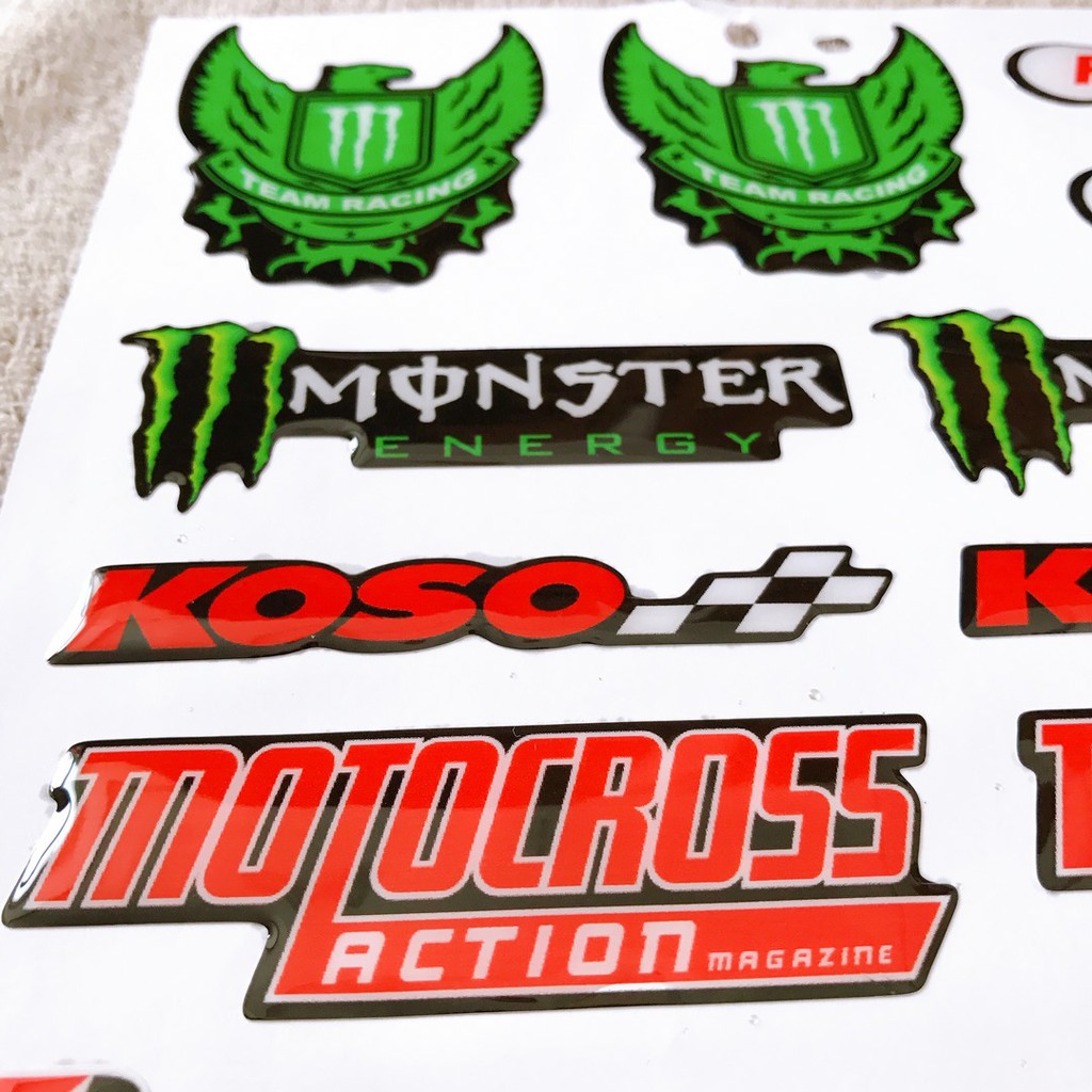 Bộ tem dán xe máy LOGO trang trí, tem HUY HIỆU phũ nhựa nỗi kiểu độc đáo