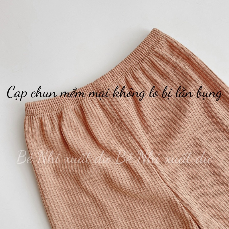 Bộ quần áo thu đông len tăm/ thun gân dài tay cổ trụ 4 nút cho bé trai, bé gái