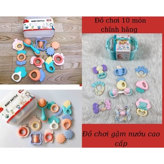 Xả nốt -set 10 món xúc xắc gặm nướu cho bé baby rattle đựng trong hộp nhựa cao cấp. đồ chơi gặm nướu 10 món cho bé