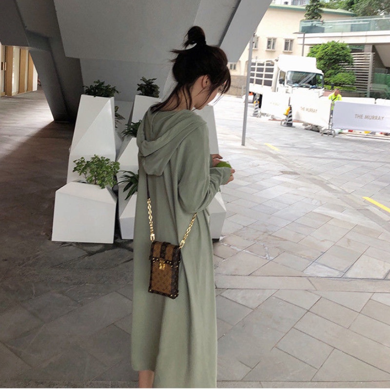 Đầm cotton dáng rộng phong cách thể thao mùa thu thời trang Hàn Quốc cho nữ