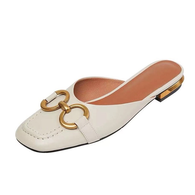 Dép IELGY mũi vuông có khóa kim loại phong cách Hàn Quốc thời trang dành cho nữ