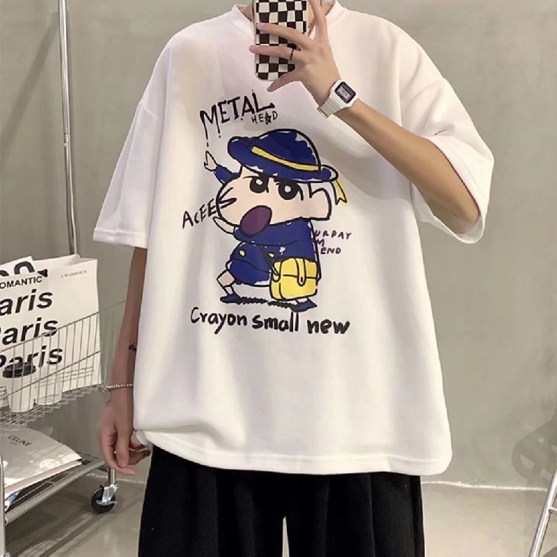 Áo Thun Tay Ngắn Dáng Rộng In Họa Tiết Hoạt Hình Phong Cách Hàn Quốc Thời Trang Mùa Hè Cho Nam Size M-8XL