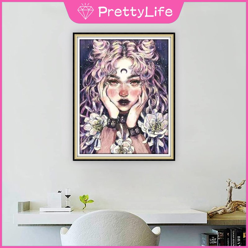 Bộ Tranh Đính Đá 5D Tự Làm 30x40cm / 40x50cm Hình Cô Gái Xinh Đẹp Trang Trí Nhà Cửa