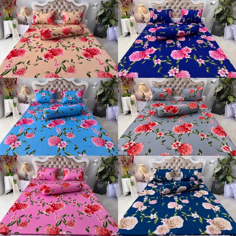 Bộ drap thun hàn quốc mẫu bông siêu đẹp, chất thun mát mịn