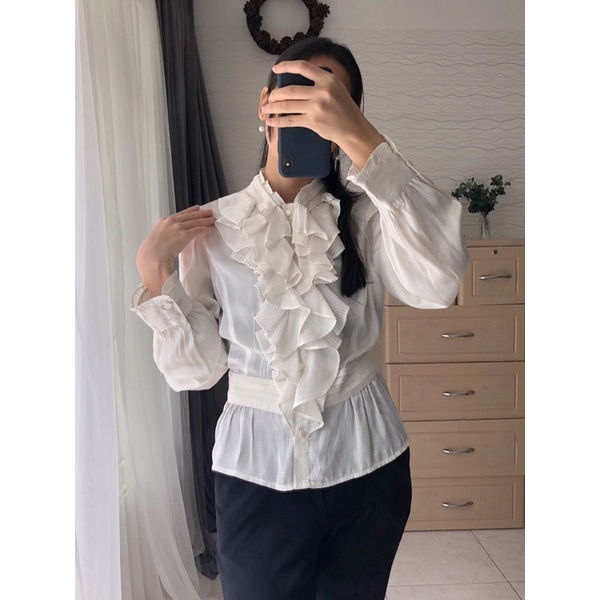 Sơ mi lụa quý tộc cổ bèo- SO012