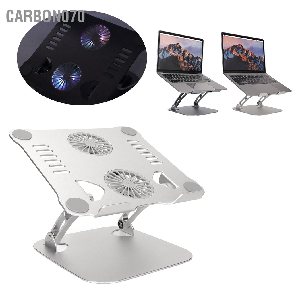 Carbon070 Đế máy tính xách tay hợp kim nhôm với 2 quạt làm mát có thể điều chỉnh gập lại cho 10 đến 17 3 inch