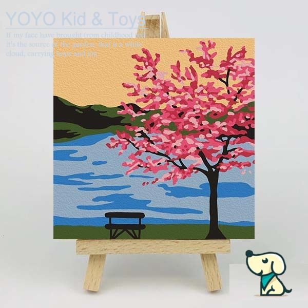 YoYo❤️Wall Art  tranh sơn dầu số hoá DIY Canvas Acrylic Paint / Painting kit / Deco Colouring art / 20X20CM noframe Desert Road XH123