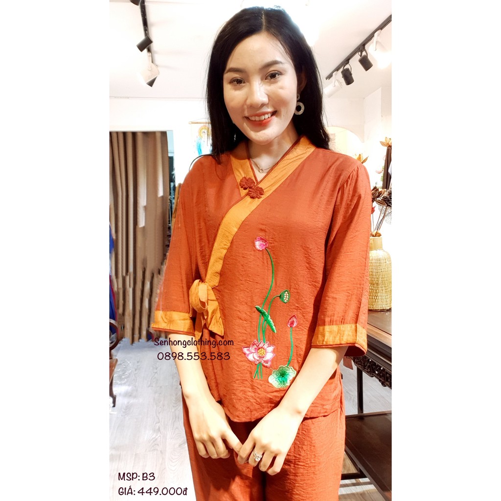 🎁HOT🎀 SET ĐỒ ĐI LỄ LỤA LINEN b3 - quần áo đi chùa Phật tử nữ hàng thiết kế cao cấp có sẵn giao ngay