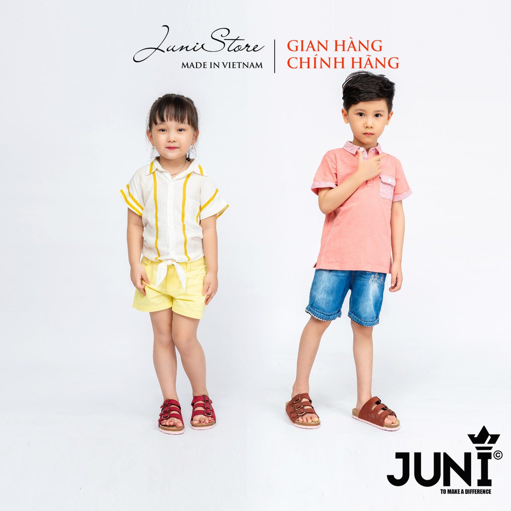 [DA BÒ THẬT] Dép trẻ em KID03 (Dép da bò nguyên tấm, Đế trấu êm ái cho trẻ) - Juni Store