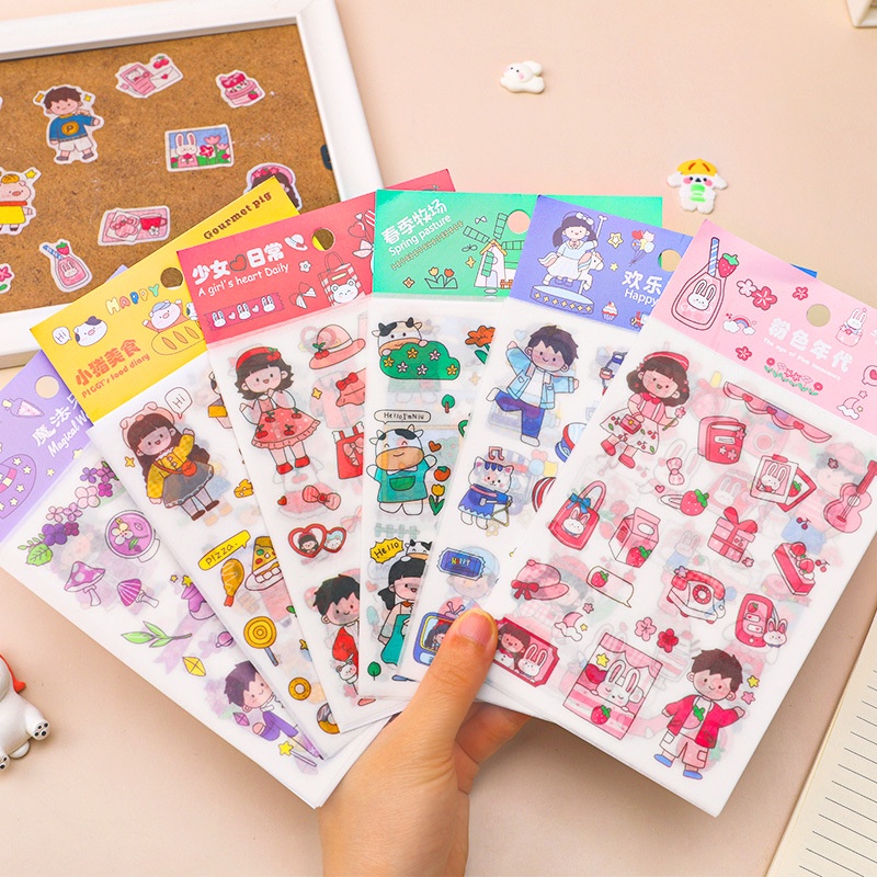PVN42819 Set sticker 4 tấm dán mũ bảo hiểm trang trí sổ tay