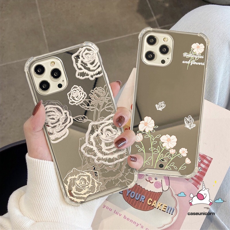 Ốp Điện Thoại Mặt Gương Hình Hoa Hồng Cho iPhone11 12 13 Pro Max 7 8 Plus SE 2020 7plus 8plus X XR XS Max