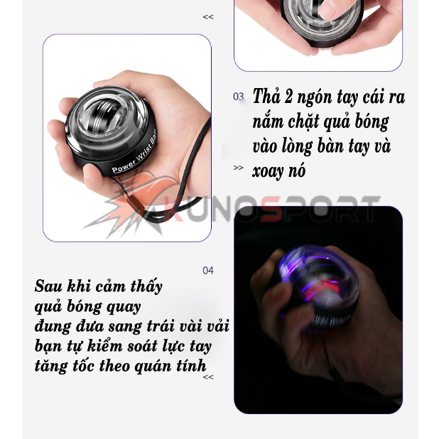 Bóng tập cổ tay GYROBALL KUNOSPORT thiết kế xoay tròn luyện tập cổ tay thơi thể thao
