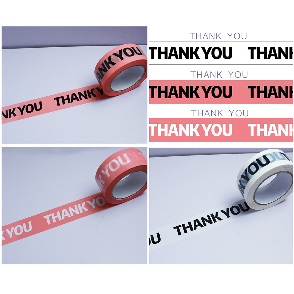 Cuộn băng keo in họa tiết chữ thank you 4.5cm x 100M dùng để trang trí / gói quà