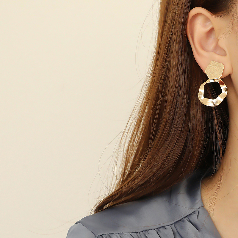 Khuyên tai kim loại phong cách Hàn Quốc retro thời trang