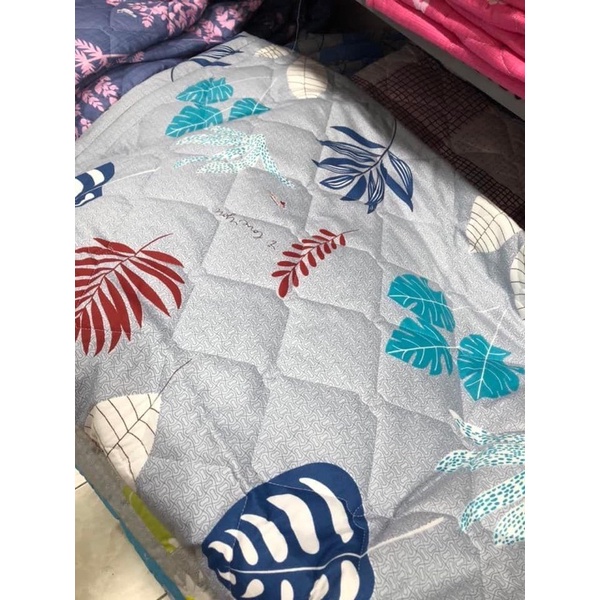 drap cotton Thắng Lợi, ga giường cao cấp ( 4 món) IN LOGO THẮNG LỢI mẫu lá sa kê xám