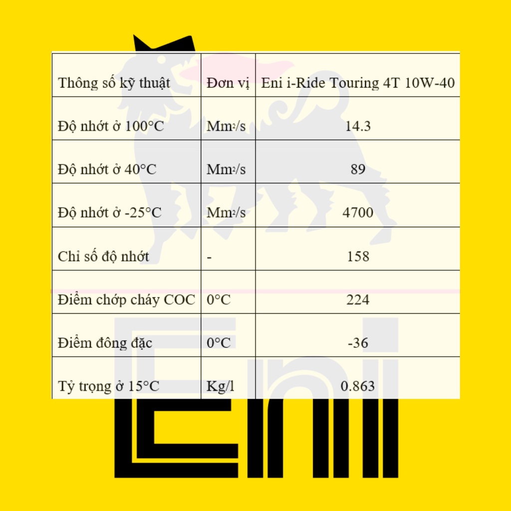 Dầu nhớt Eni i-Ride Touring 4T 10W-40 dành cho xe ga và xe số (1L)