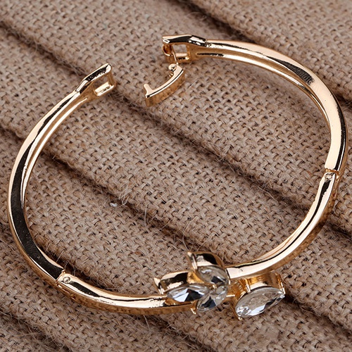 Vòng đeo tay mạ vàng đính đá tạo hình lá cây độc đáo thời trang cho nữ