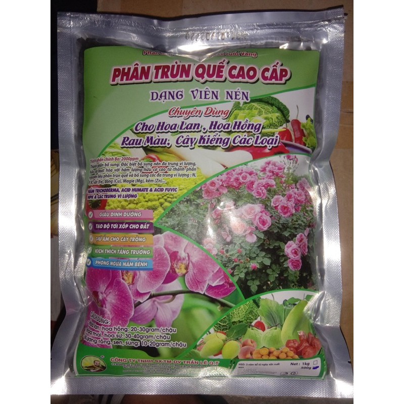 [ 100% ] Phân Bón Trùn Quế Viên Nén 1KG - PTrùn Quế Nén-  Phong Lan - Hoa Kiểng - Cây Ăn Trái - Rau Màu