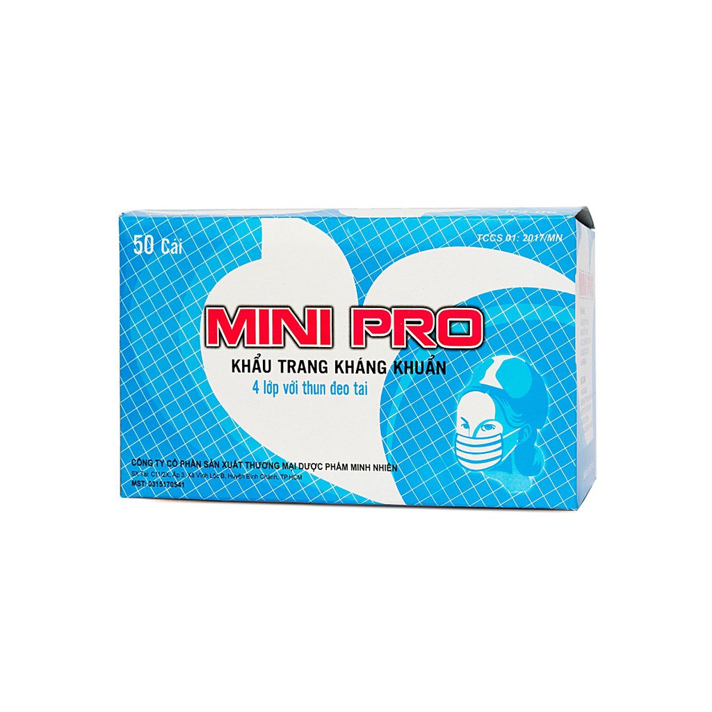 Khẩu Trang Kháng Khuẩn Mini Pro Xanh 4 Lớp 50 Cái