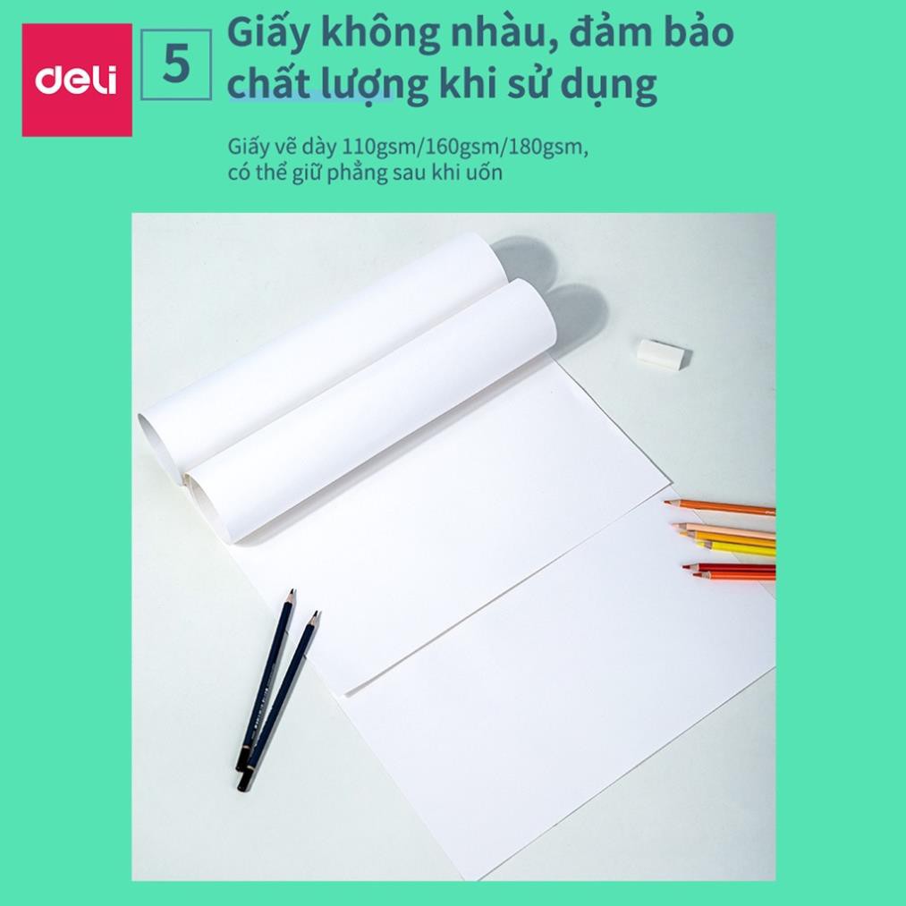 Giấy vẽ chuyên dụng Deli 265x380mm - 110/160/180gsm, 20 tờ - 1 quyển - 73607/73611/73613