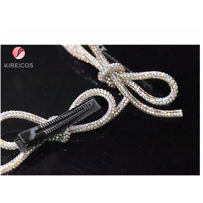 Kẹp Tóc Nơ Đính Xoàn Cao Cấp Siêu Xinh