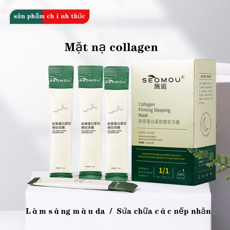 4 miếng Mặt nạ ngủ collagen chứa chiết xuất từ ​​thực vật để sửa chữa các nếp nhăn và cải thiện kết cấu da*1dải