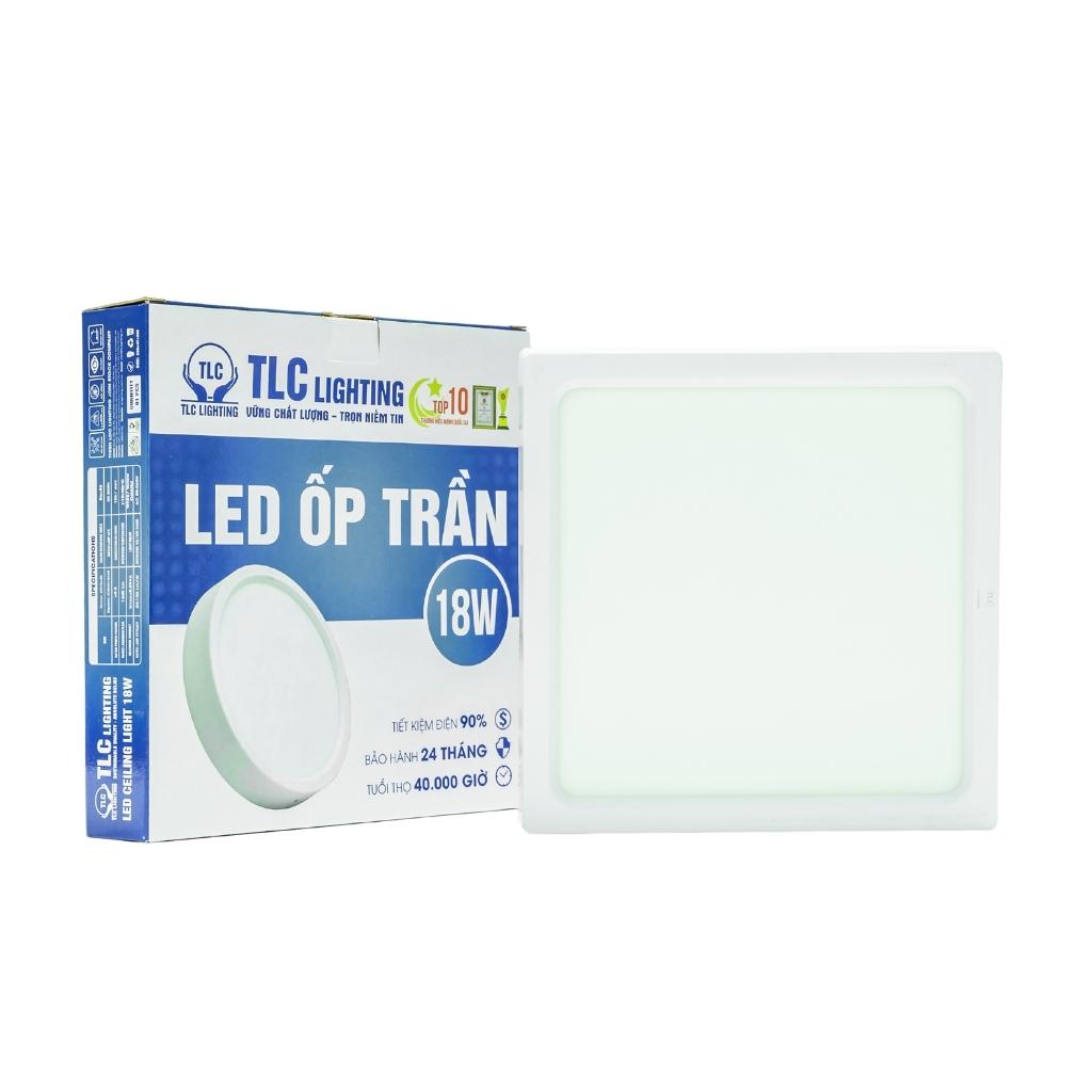 Đèn gia đình ốp nổi, Đèn led ốp trần vuông vỏ trắng công xuất 6W 12W 18W 24W, Bảo hành chính hãng TLC Lighting