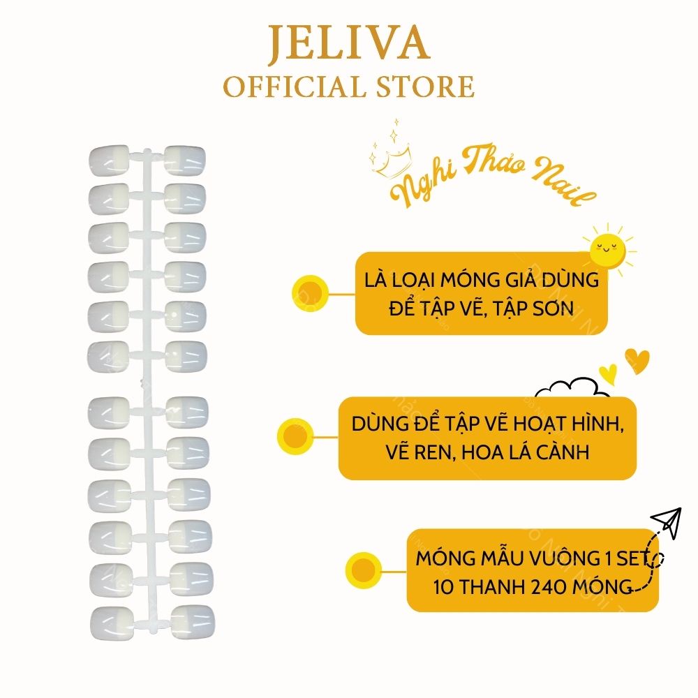 Móng mẫu vuông tập vẽ form Hàn Quốc JELIVA