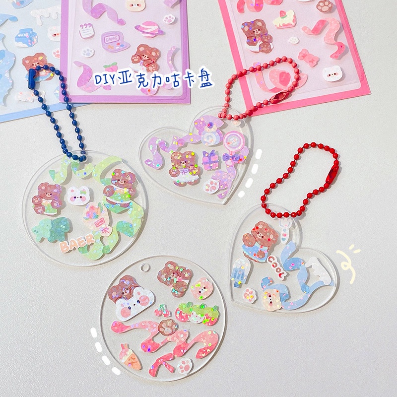Flowertree 1 Bộ Sticker Dán Trang Trí Sổ Tay Hình Gấu
