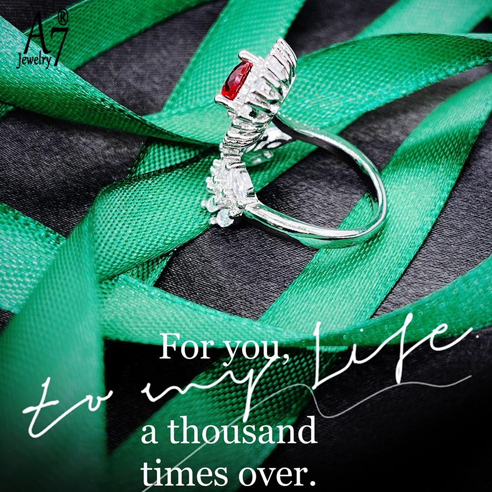 Nhẫn Hở Đính Đá Ruby A7