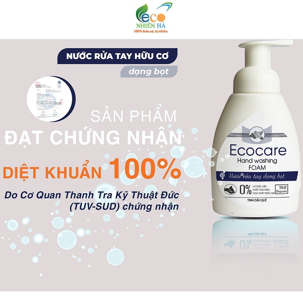 Nước rửa tay diệt khuẩn tạo bọt cam ECOCARE 250ml, không khô da tay, an toàn trẻ nhỏ | BigBuy360 - bigbuy360.vn