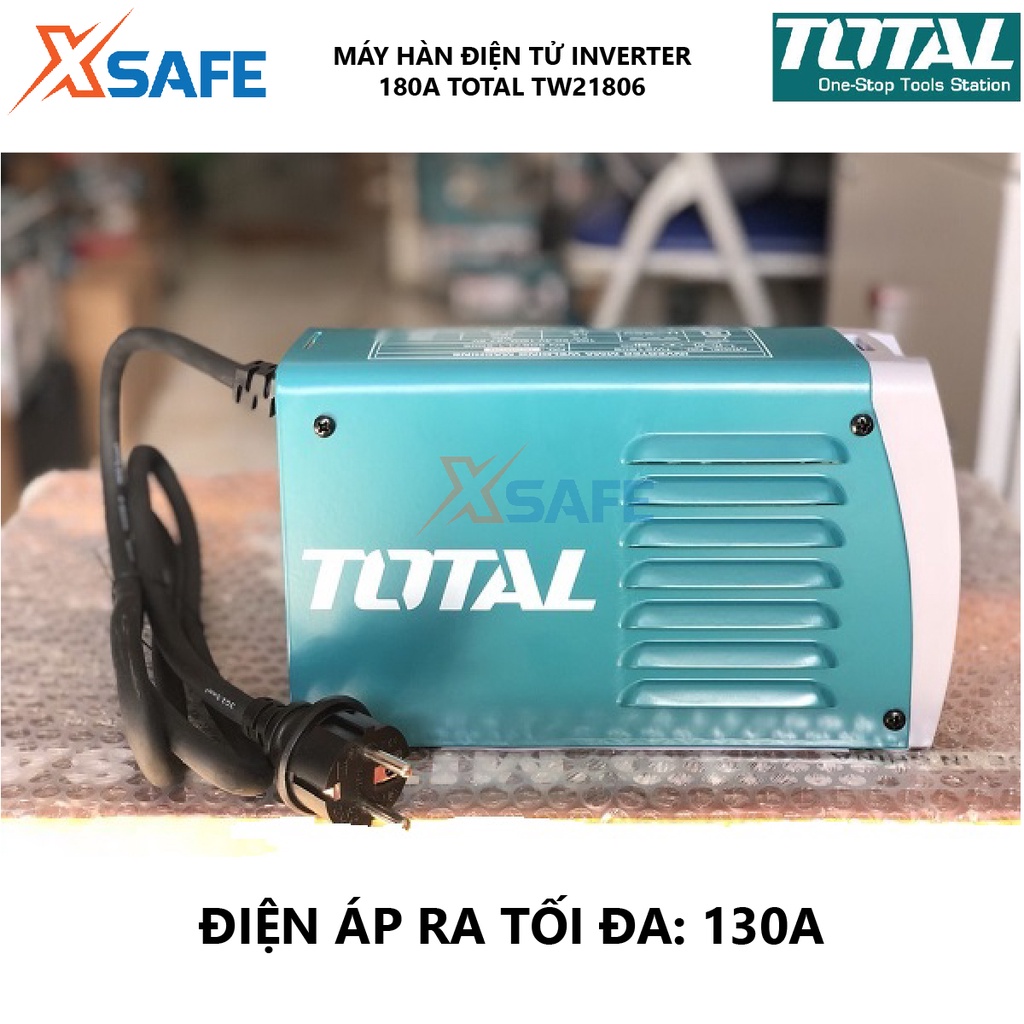 Máy hàn điện tử TOTAL TW21806 Máy hàn Inverter MMA 85V Điện áp ra tối đa 130A Kích thước que hàn 1.6 – 4.0 mm